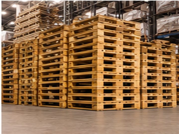 Wooden pallets stacked in a Japan export warehouse for pallet shipment from Japan