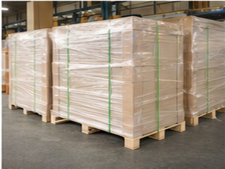 Wrapped pallets prepared for export shipment from Japan